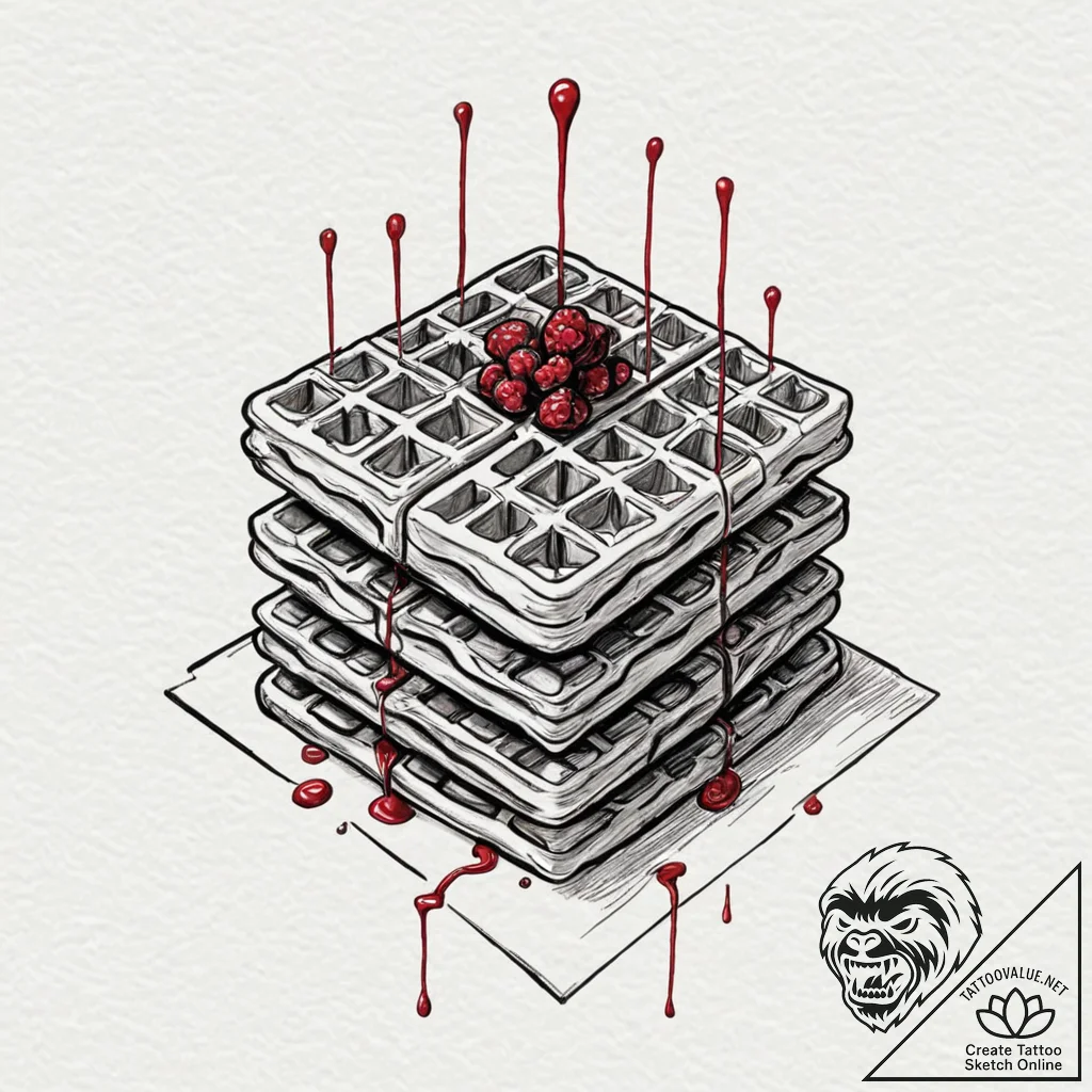 A sketch of the "waffle party" from severance... - tattoo sketch (№1752731149_0, 17.07.2025 05:45) — tattoovalue.net