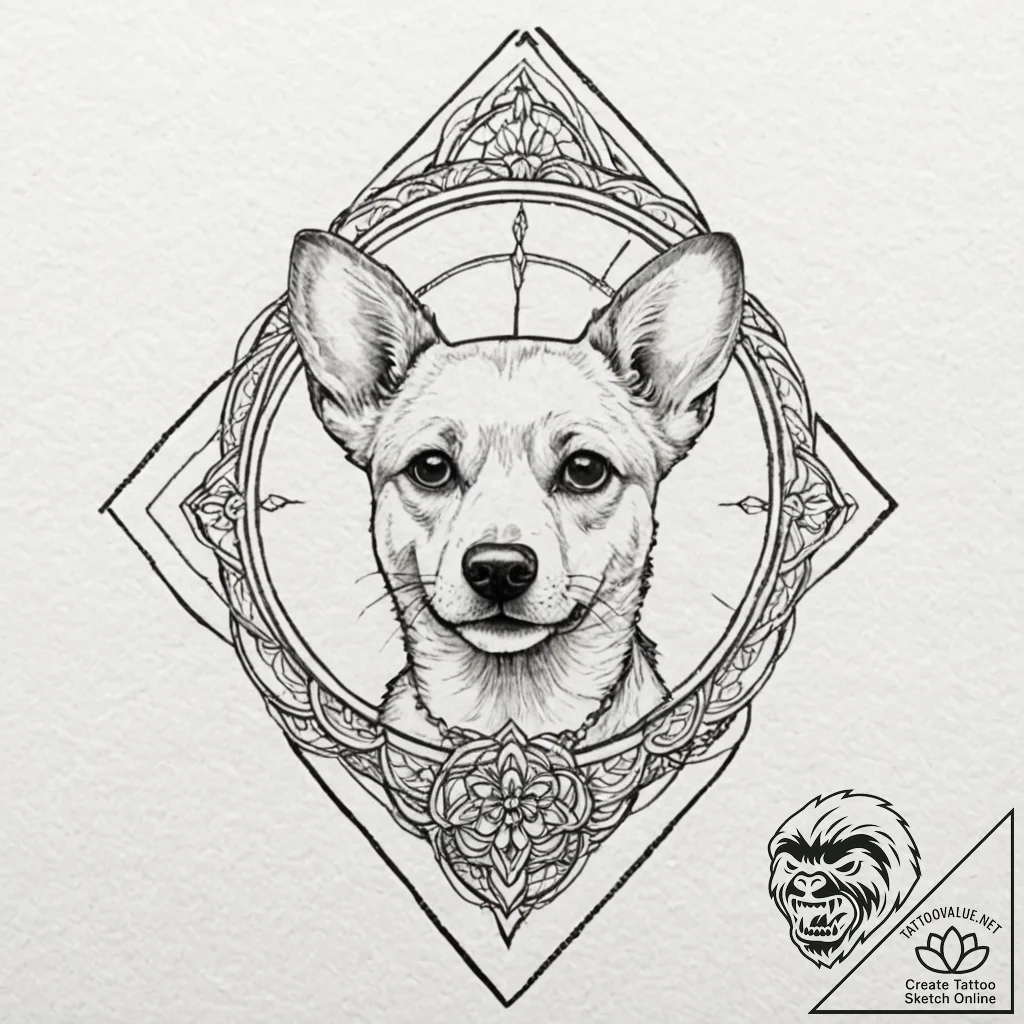 A dog with its head out of a car window, ears... - tattoo sketch (№1752731951_0, 17.07.2025 05:59) — tattoovalue.net