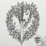 Tattoo design a broken sword piercing the gro… – tattoo sketch (№1752732191_0, 17.07.2025 06:03) — tattoovalue.net