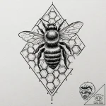 Tattoo sketch a subtle bee with a honeycomb p… – tattoo sketch (№1752733150_0, 17.07.2025 06:19) — tattoovalue.net