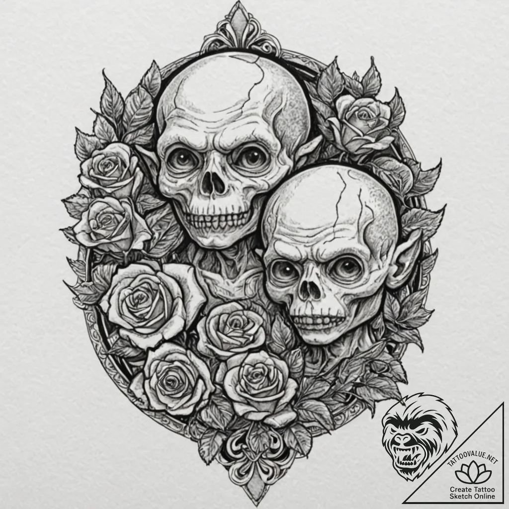 A sketch of gollum/smeagol, his face split be... - tattoo sketch (№1752733231_0, 17.07.2025 06:20) — tattoovalue.net