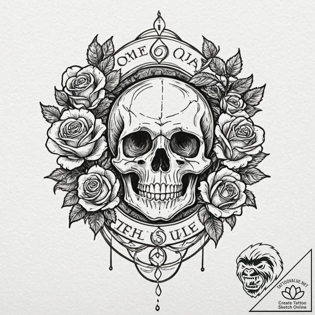 Omega (symbol), tattoo sketch design, chicano... - tattoo sketch (№1752733392_0, 17.07.2025 06:23) — tattoovalue.net