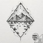 A watercolor landscape of caladan, contrastin… – tattoo sketch (№1752734031_0, 17.07.2025 06:33) — tattoovalue.net