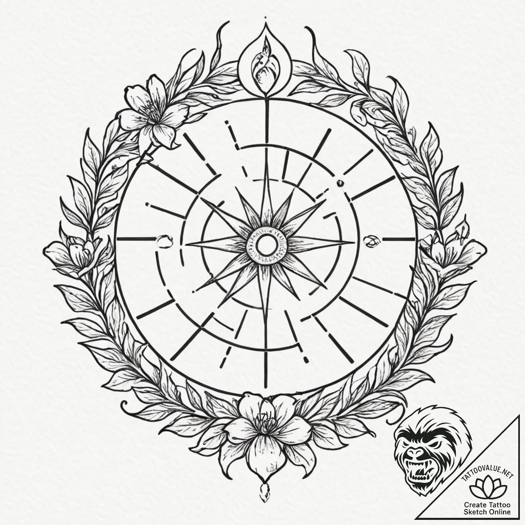 Tattoo design a zodiac flower (e.g., honeysuc... - tattoo sketch (№1752734187_0, 17.07.2025 06:36) — tattoovalue.net