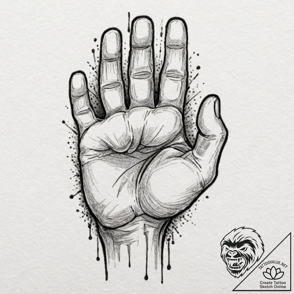 Tattoo design a clenched fist made of stylize... - tattoo sketch (№1752734747_0, 17.07.2025 06:45) — tattoovalue.net