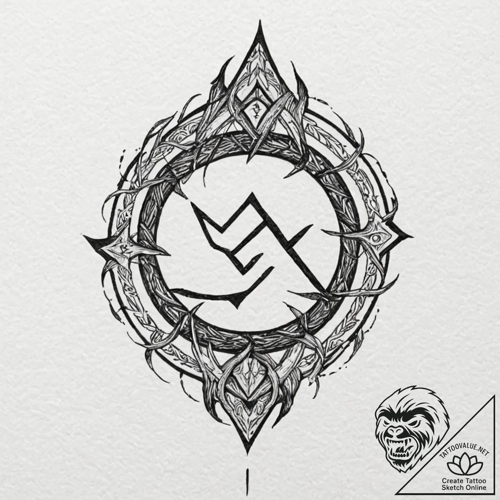 61. tattoo sketch: the rune "chernobog," rend... - tattoo sketch (№1752734827_0, 17.07.2025 06:47) — tattoovalue.net