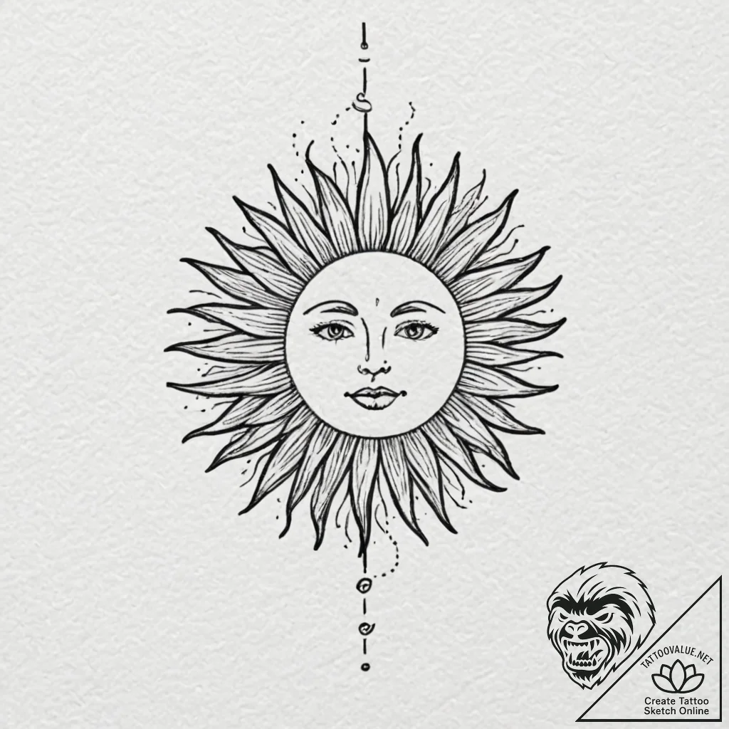 Sun, tattoo flash sheet design, minimalist ta... - tattoo sketch (№1752734983_0, 17.07.2025 06:49) — tattoovalue.net