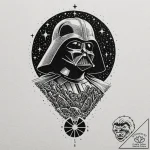 Linework tattoo design of darth vader’s silho… – tattoo sketch (№1752735059_0, 17.07.2025 06:50) — tattoovalue.net