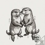 Tattoo design a pair of otters holding hands,… – tattoo sketch (№1752735213_0, 17.07.2025 06:53) — tattoovalue.net