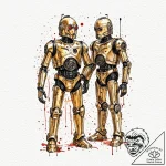 21. a watercolor sketch of r2-d2 and c-3po, b… – tattoo sketch (№1752735681_0, 17.07.2025 07:01) — tattoovalue.net