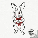 Linework tattoo design of the white rabbit, m… – tattoo sketch (№1752735835_0, 17.07.2025 07:03) — tattoovalue.net