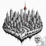 Tattoo design a highly detailed miniature cit… – tattoo sketch (№1752736070_0, 17.07.2025 07:07) — tattoovalue.net