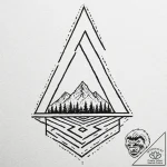 A surrealist tattoo sketch of the black lodge… – tattoo sketch (№1752736605_0, 17.07.2025 07:16) — tattoovalue.net