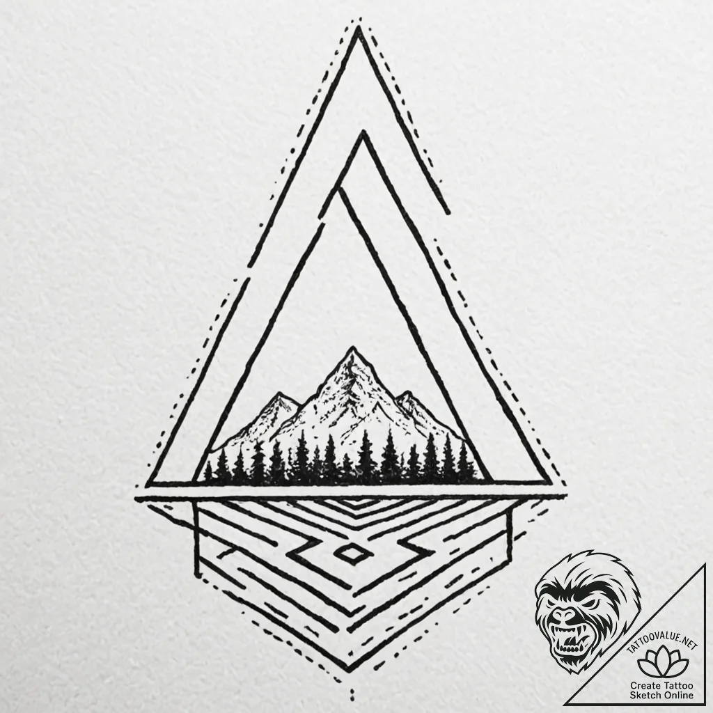 A surrealist tattoo sketch of the black lodge... - tattoo sketch (№1752736605_0, 17.07.2025 07:16) — tattoovalue.net