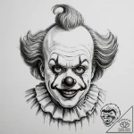 Clown, tattoo drawing outline, on a clean whi… – tattoo sketch (№1752736683_0, 17.07.2025 07:18) — tattoovalue.net