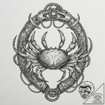 Tattoo design a detailed cancer crab, with sa… – tattoo sketch (№1752736840_0, 17.07.2025 07:20) — tattoovalue.net