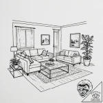 A minimalist, scandinavian-style living room… – tattoo sketch (№1752737385_0, 17.07.2025 07:29) — tattoovalue.net