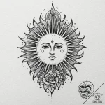 Tattoo sketch: dazhbog depicted as a radiant… – tattoo sketch (№1752738555_0, 17.07.2025 07:49) — tattoovalue.net