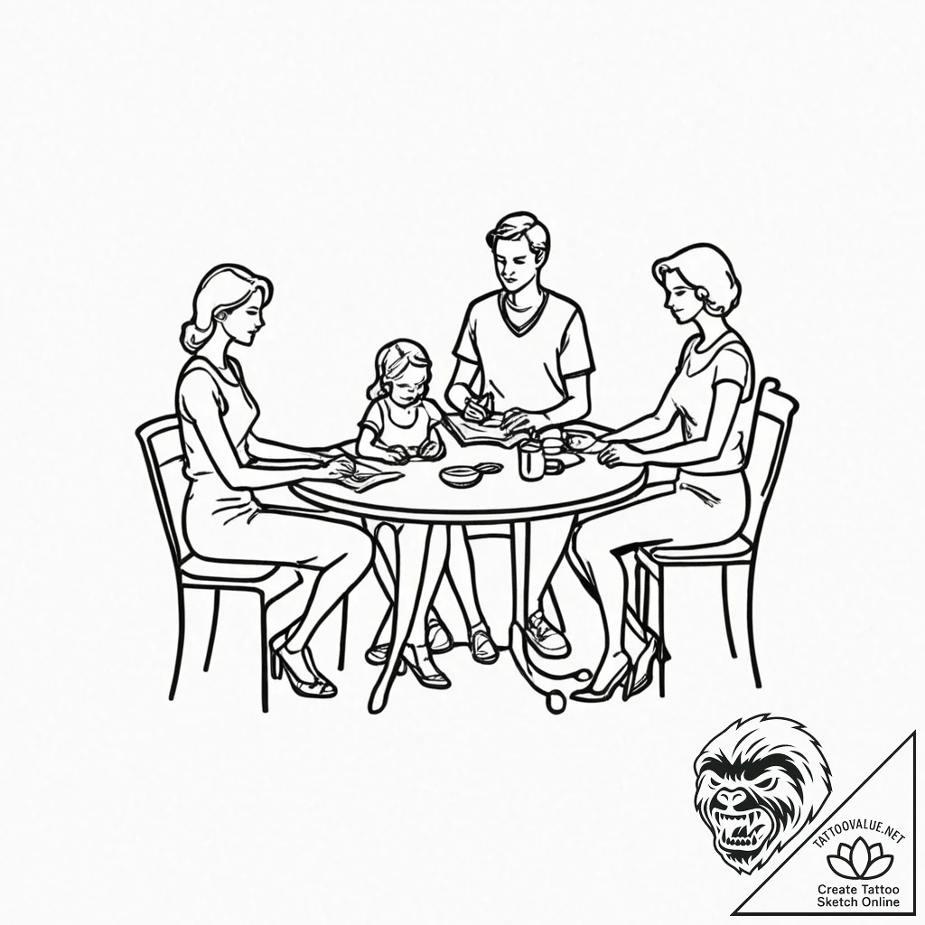 Tattoo design a subtle silhouette of a family... - tattoo sketch (№1752738711_0, 17.07.2025 07:51) — tattoovalue.net