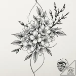 Sakura, tattoo line art, on a clean white pap… – tattoo sketch (№1752738866_0, 17.07.2025 07:54) — tattoovalue.net