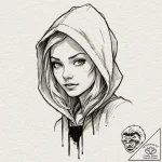 A watercolor sketch of spider-gwen (gwen stac… – tattoo sketch (№1752739146_0, 17.07.2025 07:59) — tattoovalue.net