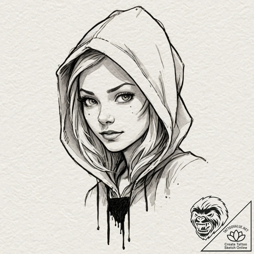 A watercolor sketch of spider-gwen (gwen stac... - tattoo sketch (№1752739146_0, 17.07.2025 07:59) — tattoovalue.net