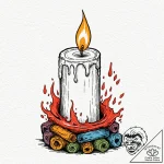 A close-up of a burning candle wick, the flam… – tattoo sketch (№1752739306_0, 17.07.2025 08:01) — tattoovalue.net