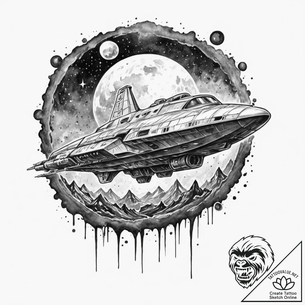 A sketch of the derelict alien ship on lv-426... - tattoo sketch (№1752739545_0, 17.07.2025 08:05) — tattoovalue.net