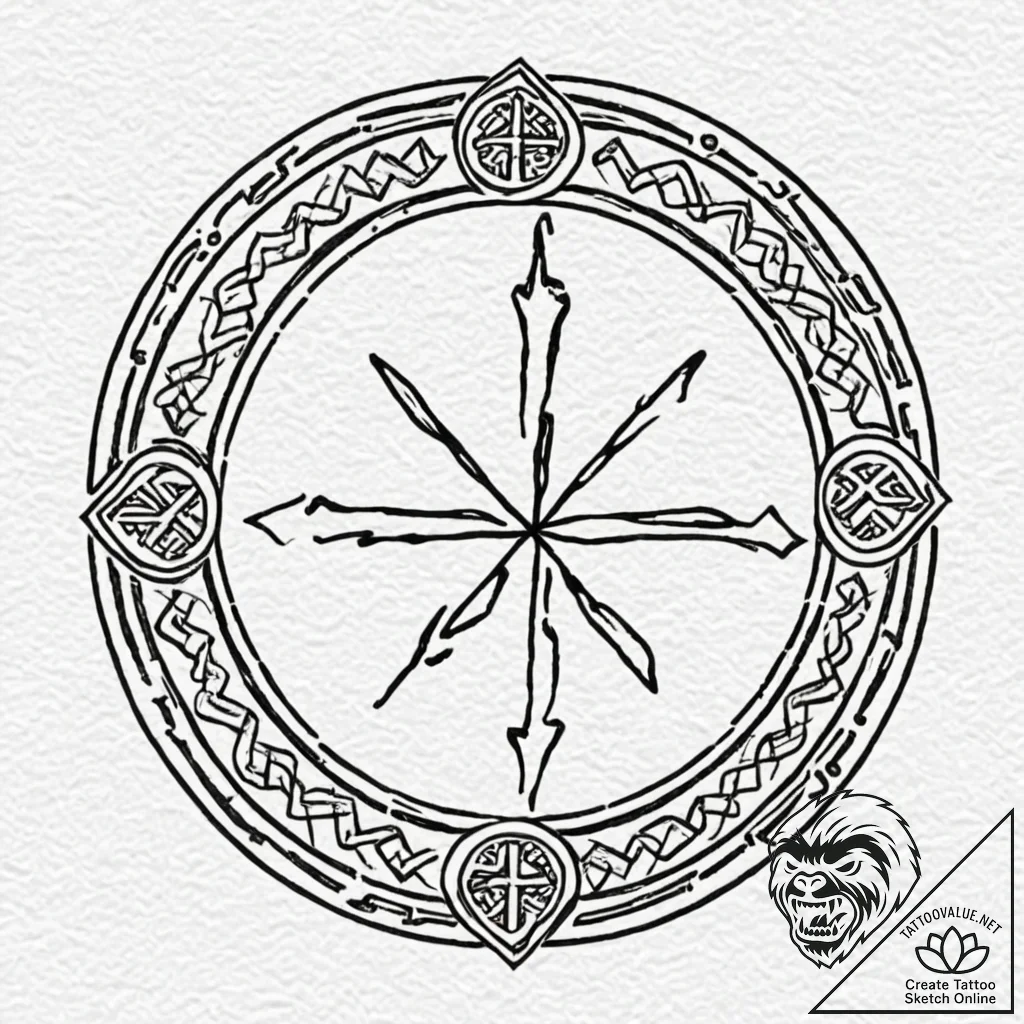 A protective tattoo design featuring a circle... - tattoo sketch (№1752739625_0, 17.07.2025 08:07) — tattoovalue.net