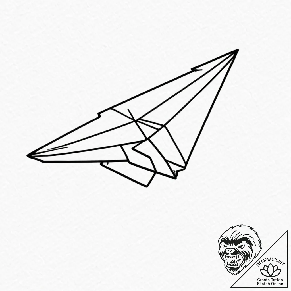 Tattoo design a classic paper airplane., conc... - tattoo sketch (№1752739705_0, 17.07.2025 08:08) — tattoovalue.net