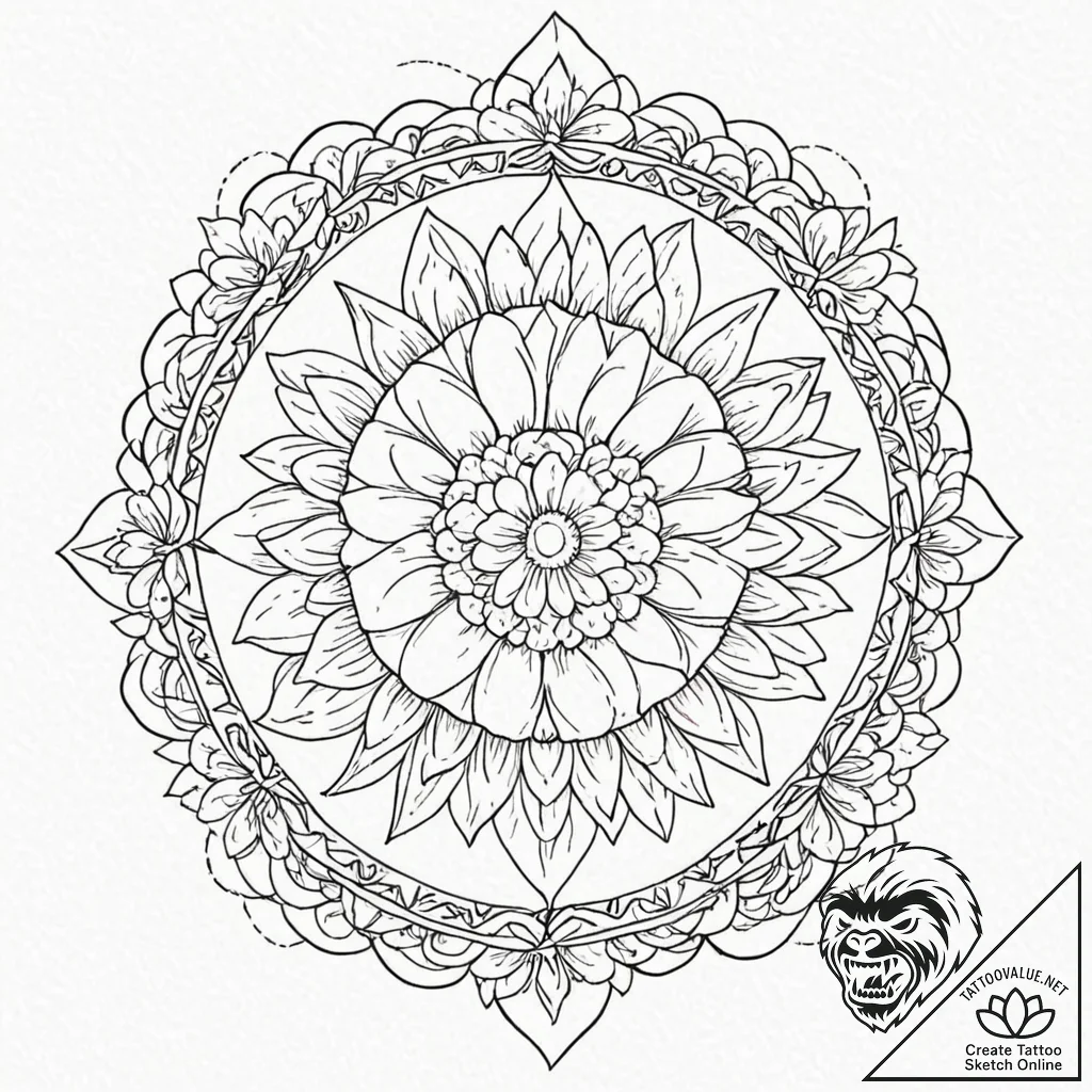 Tattoo design a wreath of flowers and plants... - tattoo sketch (№1752740103_0, 17.07.2025 08:15) — tattoovalue.net