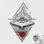 Linework design of a star destroyer, seen fro… – tattoo sketch (№1752740180_0, 17.07.2025 08:16) — tattoovalue.net