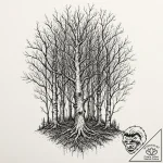 Tattoo design a forest of varied trees, each… – tattoo sketch (№1752740421_0, 17.07.2025 08:20) — tattoovalue.net