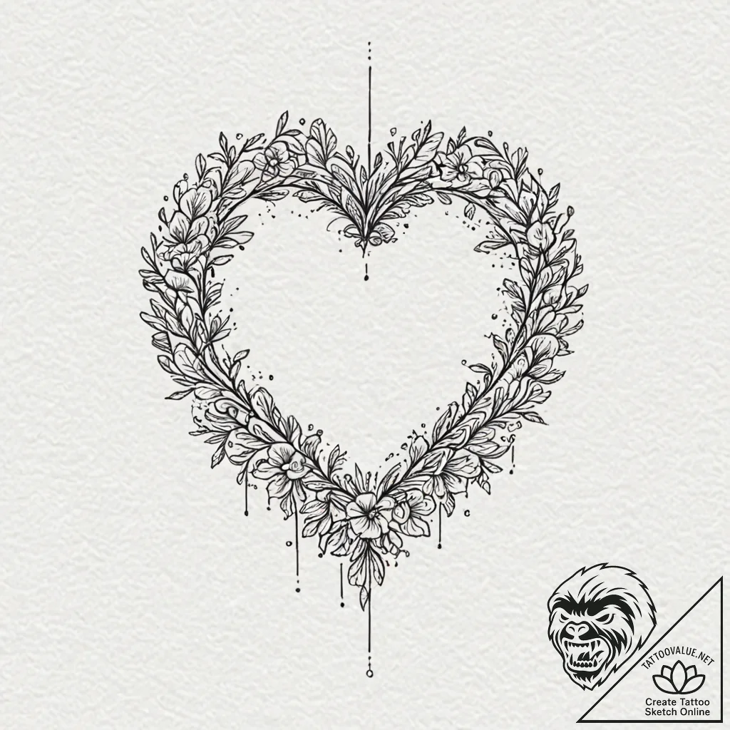 Tattoo sketch a single pixelated heart linewo... - tattoo sketch (№1752740500_0, 17.07.2025 08:21) — tattoovalue.net