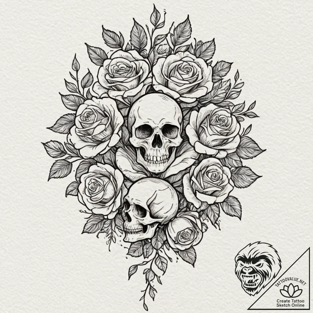 Tattoo design a branch with multiple blossoms... - tattoo sketch (№1752741134_0, 17.07.2025 08:32) — tattoovalue.net