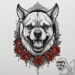 A neo-traditional tattoo of cujo the dog, rab… – tattoo sketch (№1752741294_0, 17.07.2025 08:34) — tattoovalue.net