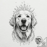 A close-up portrait of a wet golden retriever… – tattoo sketch (№1752741447_0, 17.07.2025 08:37) — tattoovalue.net