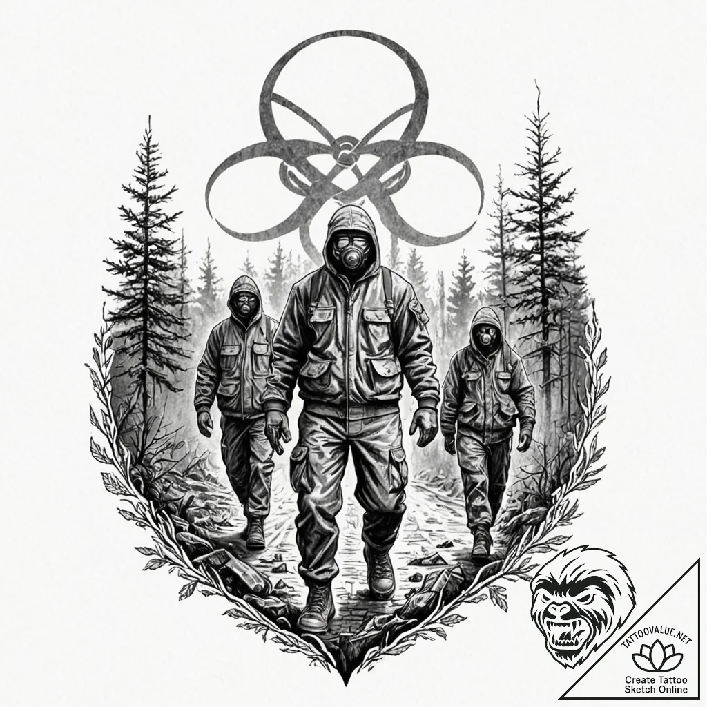A linework tattoo of the chernobyl liquidator... - tattoo sketch (№1752741524_0, 17.07.2025 08:38) — tattoovalue.net