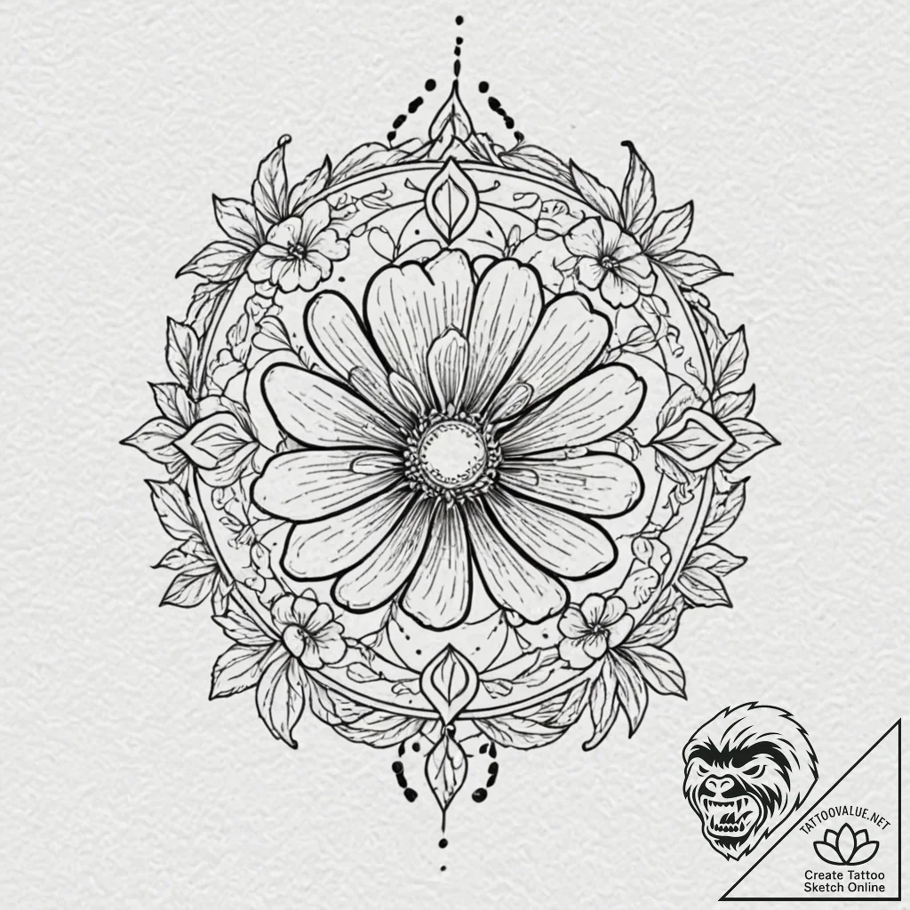 Tattoo design a zodiac flower (e.g., honeysuc... - tattoo sketch (№1752742061_0, 17.07.2025 08:47) — tattoovalue.net