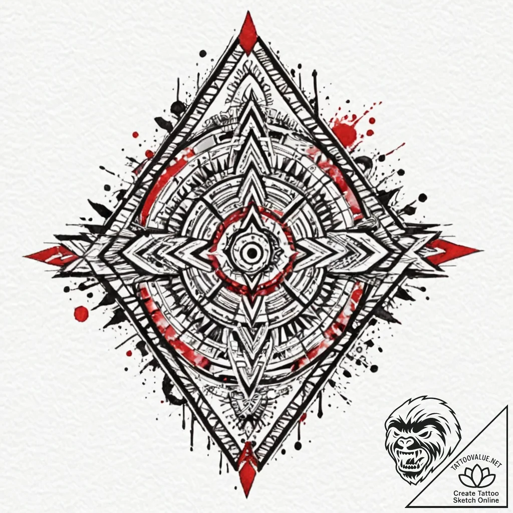 Aztec, ink illustration for tattoo, black and... - tattoo sketch (№1752742217_0, 17.07.2025 08:50) — tattoovalue.net