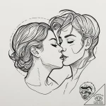 A graphic novel panel of the upside-down kiss… – tattoo sketch (№1752742294_0, 17.07.2025 08:51) — tattoovalue.net