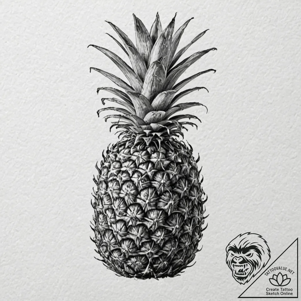 A close-up of the texture of a pineapple's sk... - tattoo sketch (№1752743055_0, 17.07.2025 09:04) — tattoovalue.net
