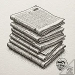 A close-up of a stack of old, yellowed newspa… – tattoo sketch (№1752743131_0, 17.07.2025 09:05) — tattoovalue.net