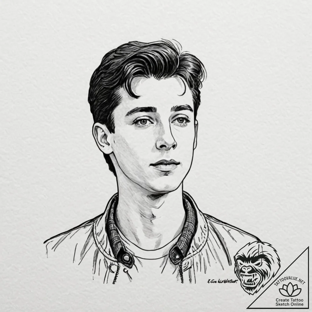 A graphic novel portrait of ferris bueller, f... - tattoo sketch (№1752743284_0, 17.07.2025 09:08) — tattoovalue.net