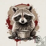 Raccoon, ink illustration for tattoo, on a cl… – tattoo sketch (№1752743360_0, 17.07.2025 09:09) — tattoovalue.net