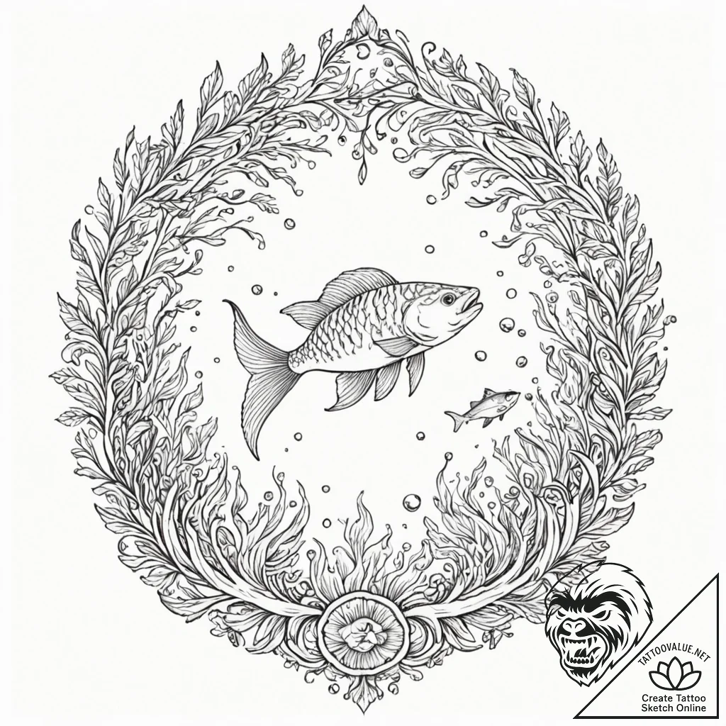 A watercolor tattoo of the sea from ponyo, wi... - tattoo sketch (№1752743743_0, 17.07.2025 09:15) — tattoovalue.net