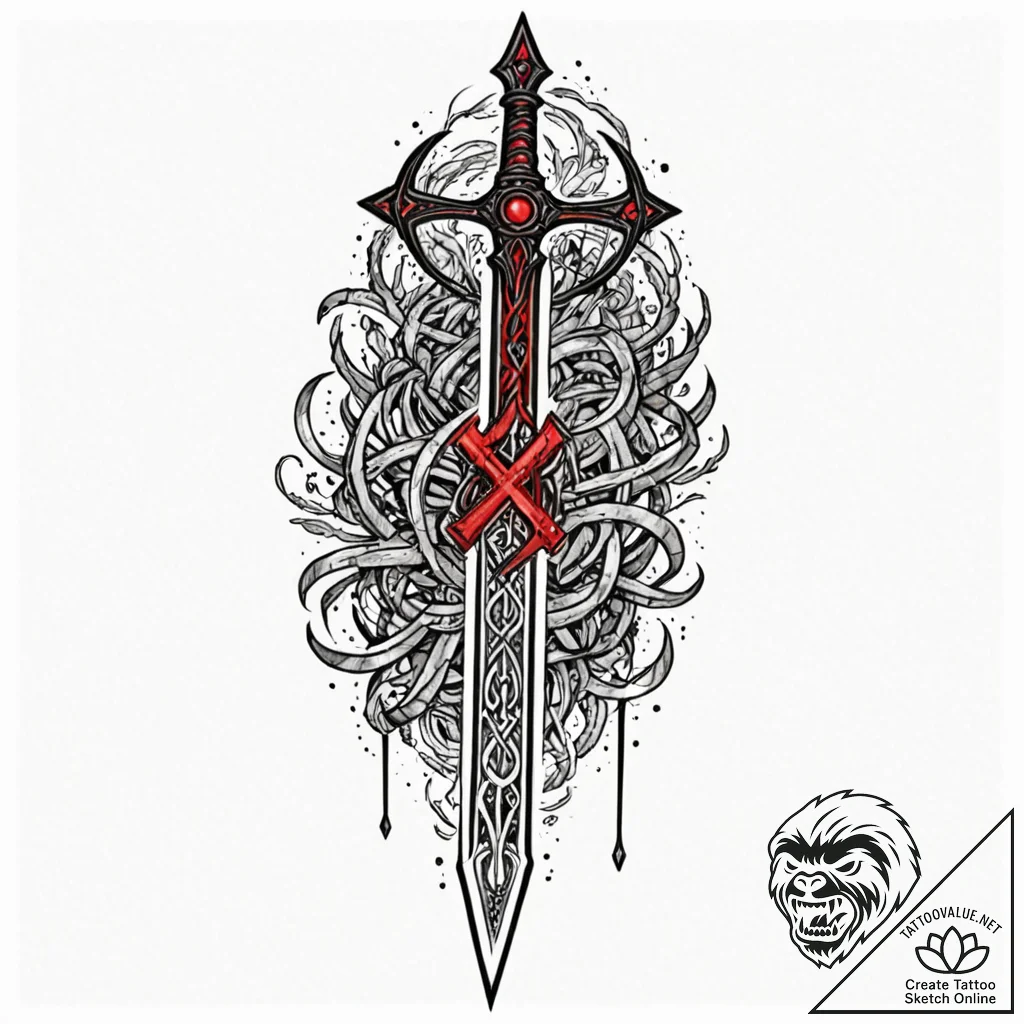 Tattoo design a set of runes glowing on a war... - tattoo sketch (№1752744048_0, 17.07.2025 09:20) — tattoovalue.net