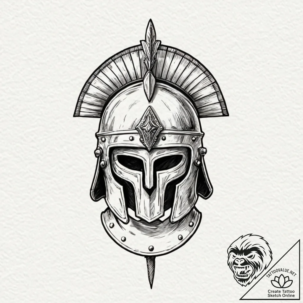 Tattoo sketch a roman legionnaire's helmet wi... - tattoo sketch (№1752744815_0, 17.07.2025 09:33) — tattoovalue.net