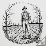 A powerful image of a farmer standing in a dr… – tattoo sketch (№1752745586_0, 17.07.2025 09:46) — tattoovalue.net