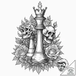 Tattoo sketch a victorious chess piece standi… – tattoo sketch (№1752745664_0, 17.07.2025 09:47) — tattoovalue.net
